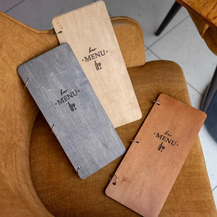 Wine list menu cover on rings, Wooden Menu, Menu Cover, Restaurant Menu Cover, Custom Menu Cover