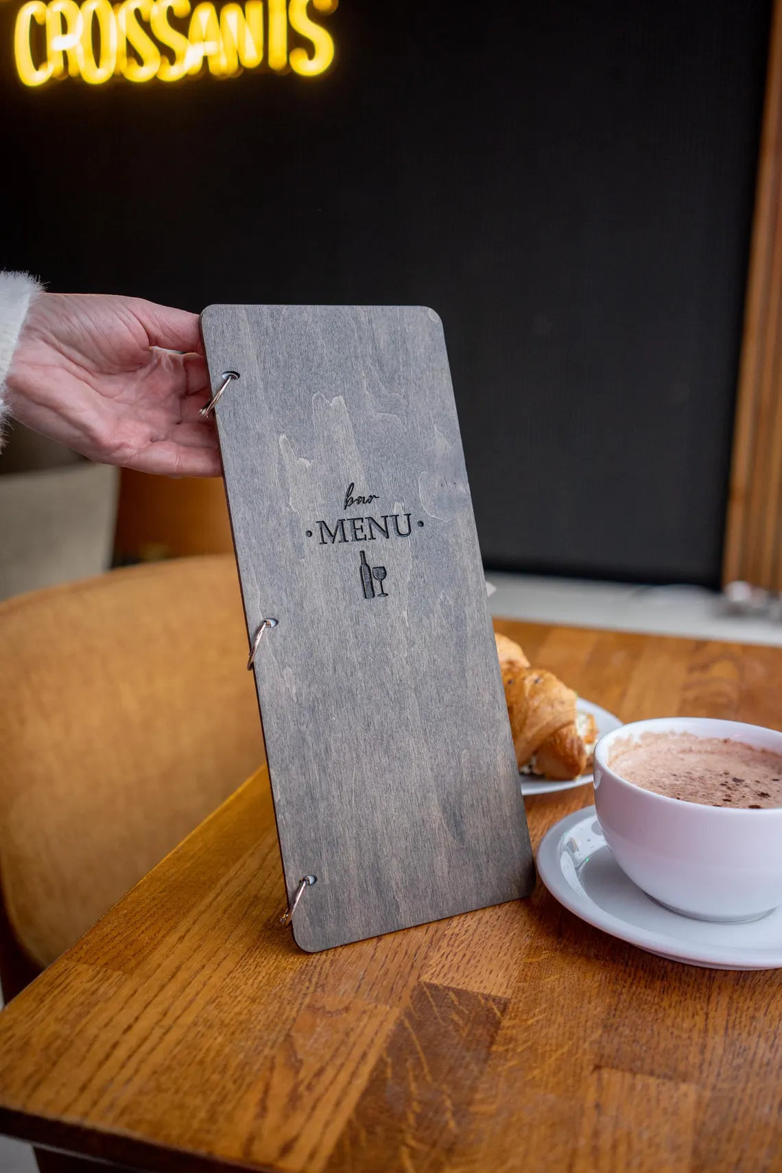 Wine list menu cover on rings, Wooden Menu, Menu Cover, Restaurant Menu Cover, Custom Menu Cover