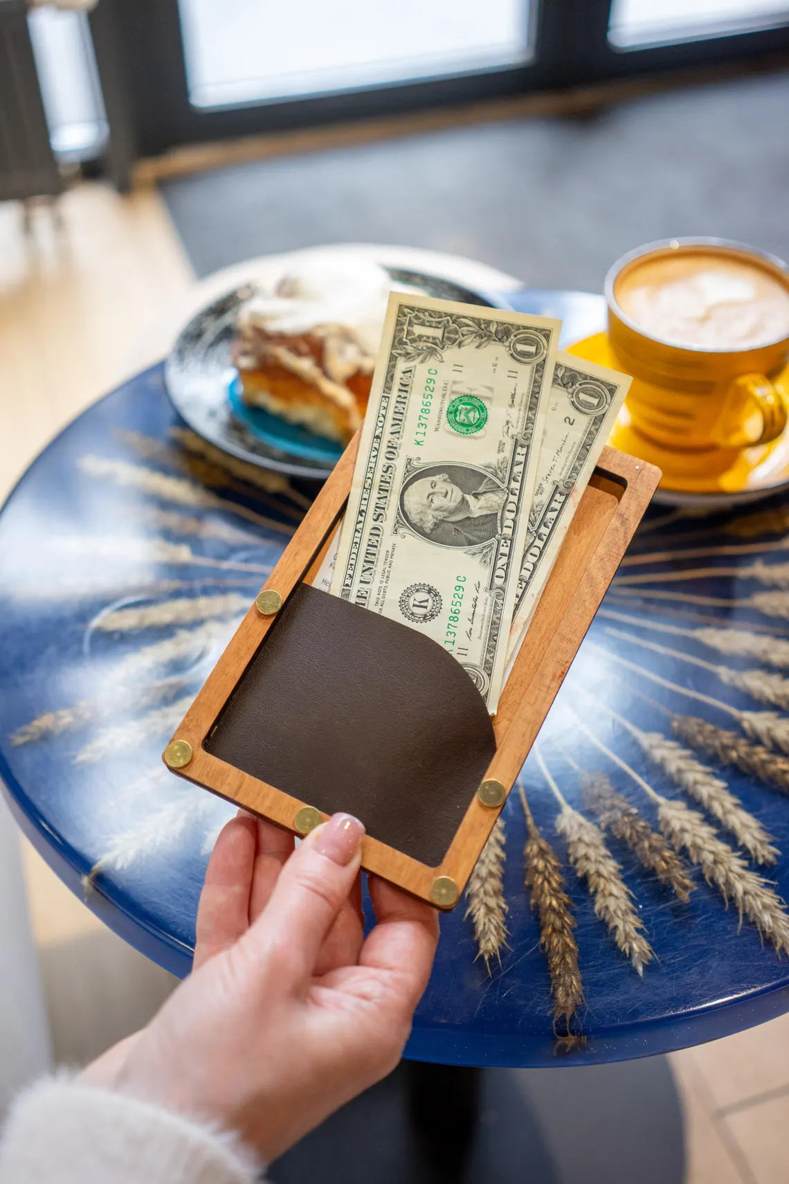 Rustic Wooden Check Presenter, Bill Holder for Restaurants and Cafés FREE ENGRAVING