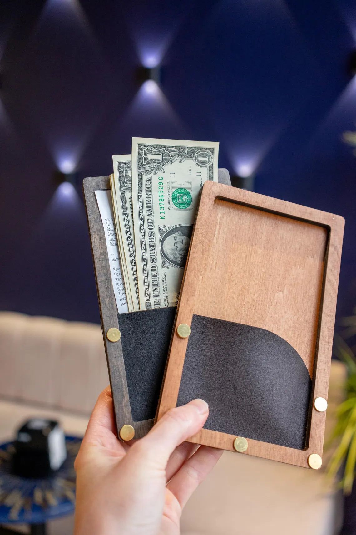 Rustic Wooden Check Presenter, Bill Holder for Restaurants and Cafés FREE ENGRAVING