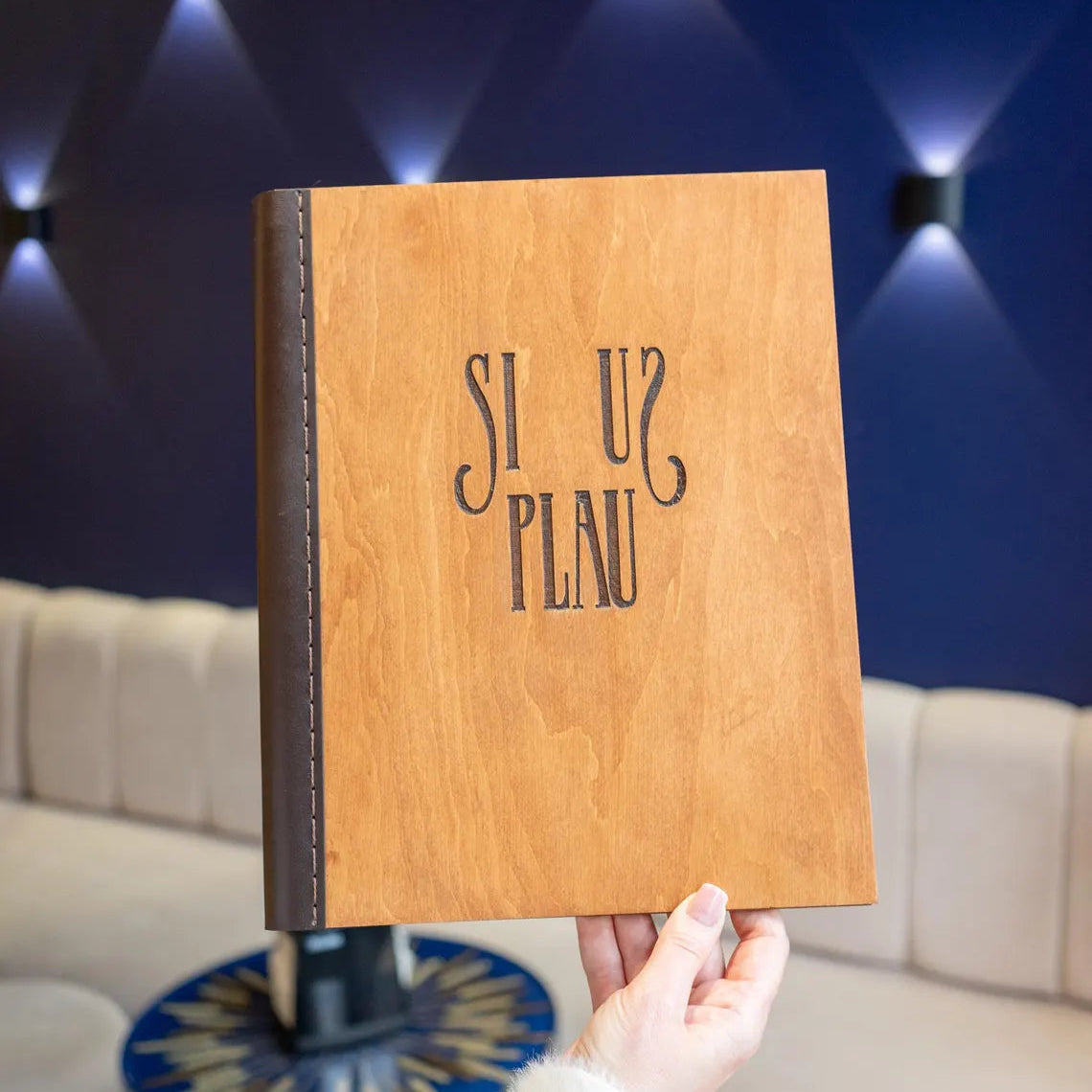 Wooden Menu with 4 ring clamp, Menu Cover, Restaurant Menu Cover