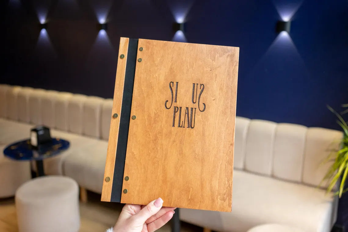 Wooden menu folder, Personalized restaurant menu, Wood restaurant menu, Custom size menu cover, Engraved menu cover