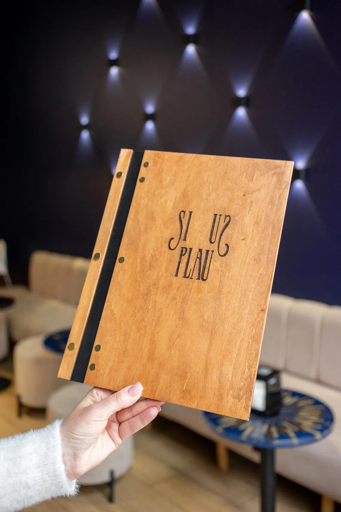 Personalized restaurant menu, Wooden menu folder, Wood restaurant menu, Custom size menu cover, Engraved menu cover