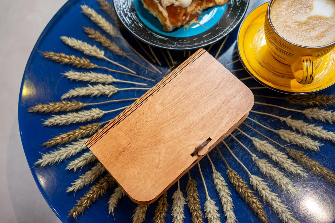Rustic Wooden Check Presenter, Bill Holder for Restaurants and Cafés FREE ENGRAVING