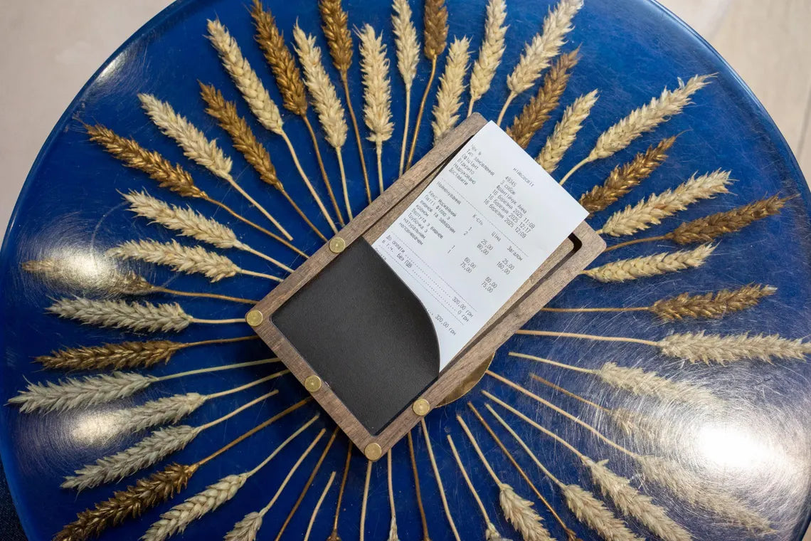 Rustic Wooden Check Presenter, Bill Holder for Restaurants and Cafés FREE ENGRAVING