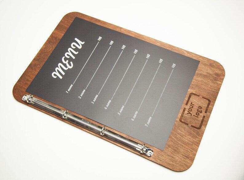 Vintage Menu Folder with Free Personalization and Brass Hinges