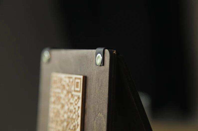 QR Code Menu Sign with Rustic Wood Finish