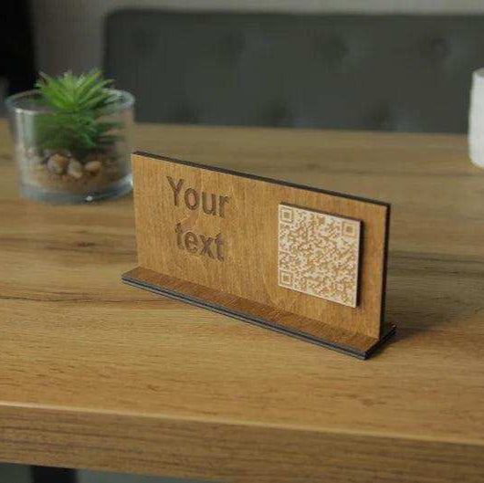Wooden QR Code Menu Display