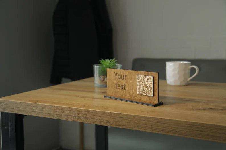 Wooden QR Code Menu Display