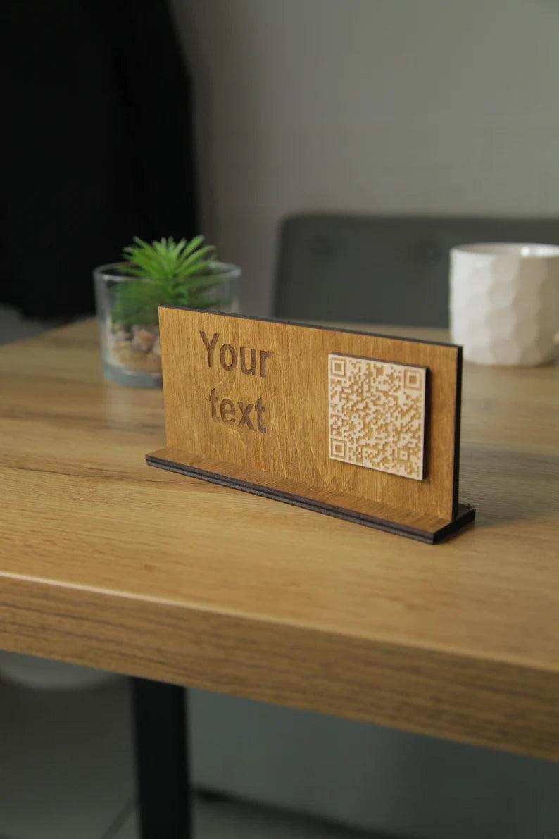 Wooden QR Code Menu Display