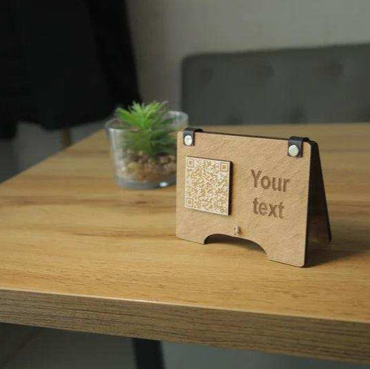 Eco-friendly wooden QR code menu stand (custom size and free engraving)