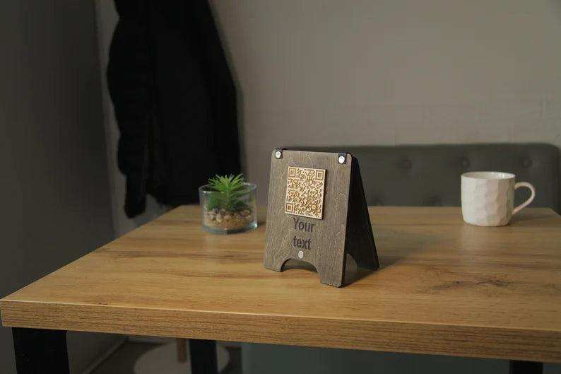 QR Code Menu Sign with Rustic Wood Finish