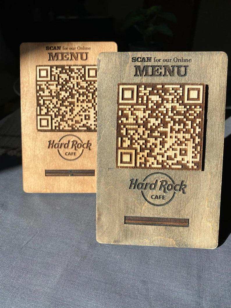 Stylish Wooden QR Code Menu Sign
