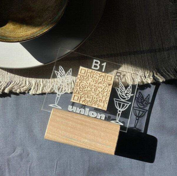Wooden and Acrylic QR Code Menu Sign