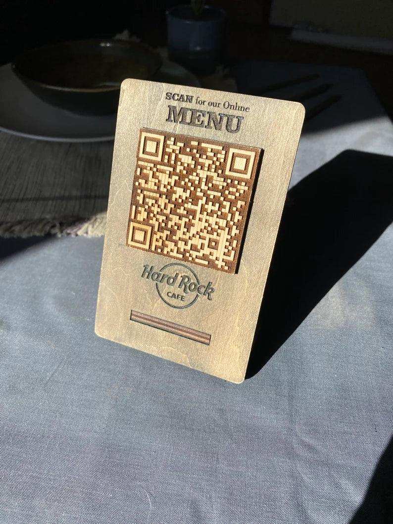 Stylish Wooden QR Code Menu Sign