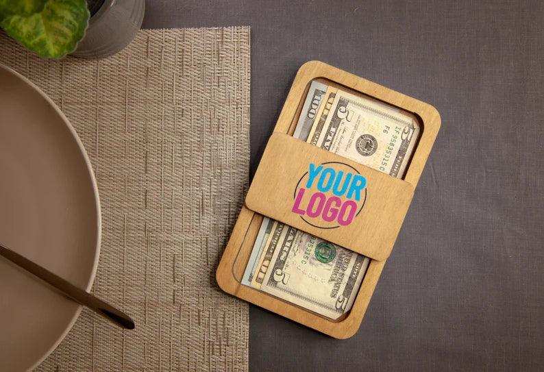 Wooden Check Presenter for Restaurants with Logo
