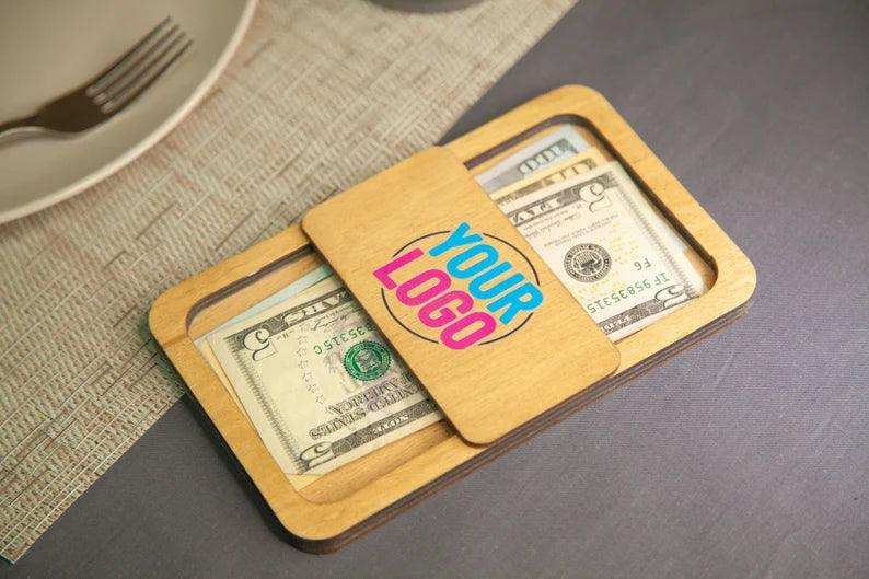 Wooden Check Presenter for Restaurants with Logo