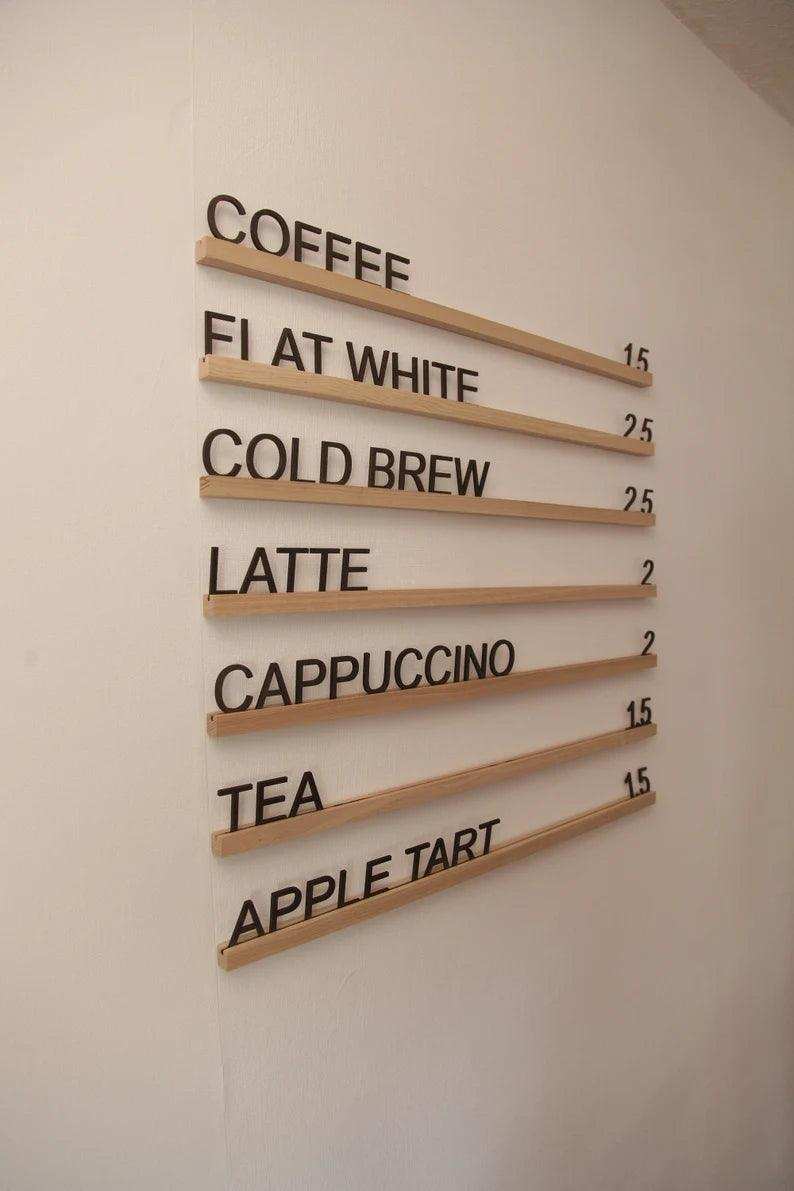 Changeable Wooden Wall Menu Rails