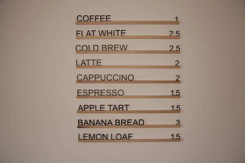 Changeable Wooden Wall Menu Rails