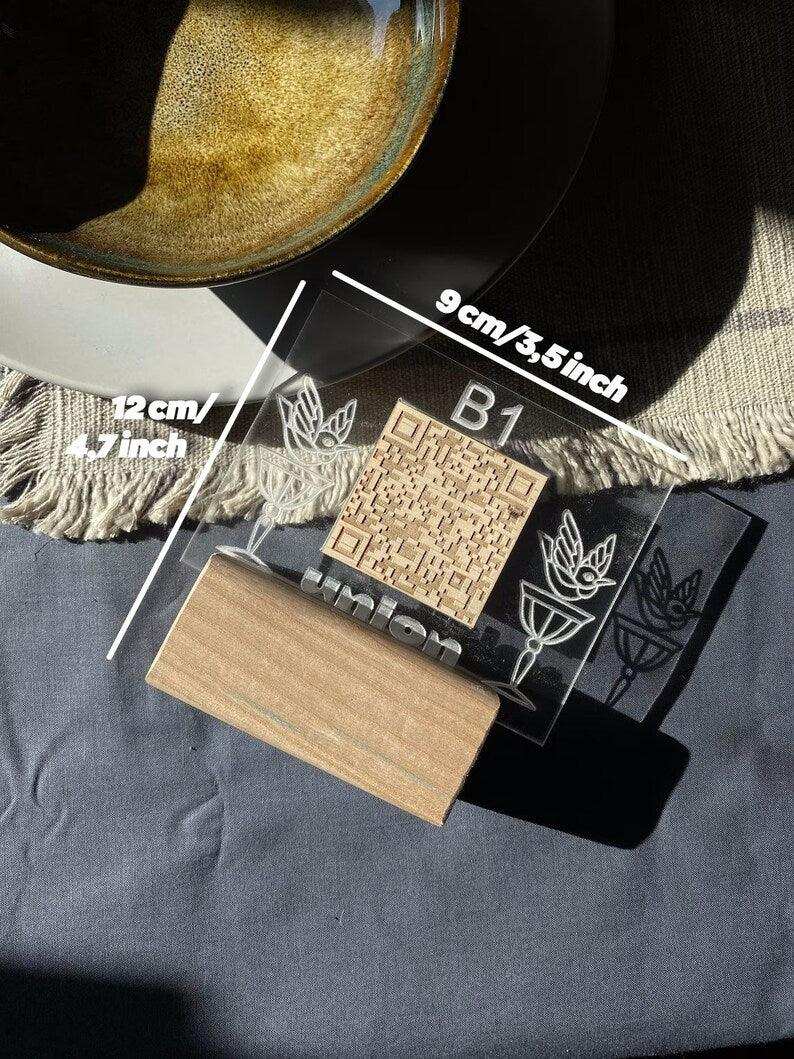 Wooden and Acrylic QR Code Menu Sign