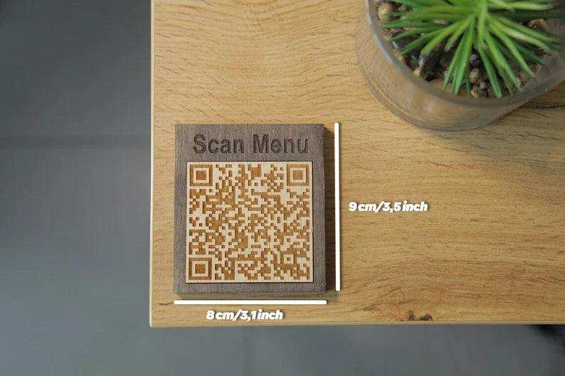 Wooden Tabletop QR Code Menu Display