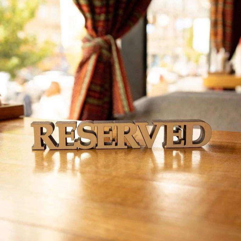 Reserved Table Sign - Custom Wooden Restaurant Decor with Free Engraving