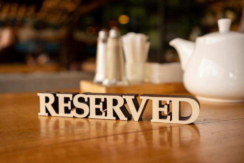 Reserved Table Sign - Custom Wooden Restaurant Decor with Free Engraving