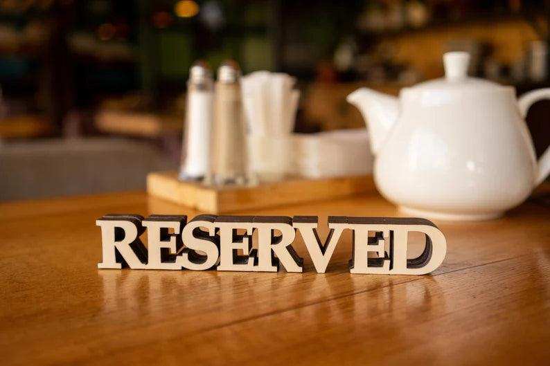 Reserved Table Sign - Custom Wooden Restaurant Decor with Free Engraving