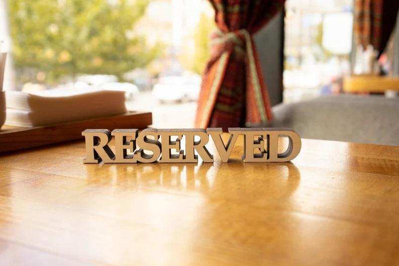 Reserved Table Sign - Custom Wooden Restaurant Decor with Free Engraving