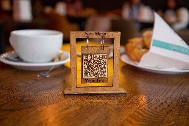 Wooden Hanging QR Code Menu Sign