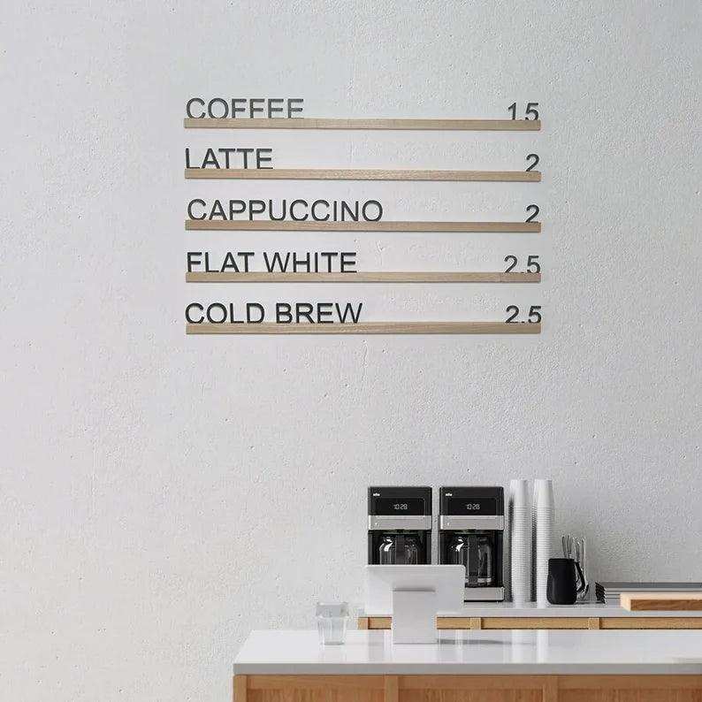 Changeable Wooden Wall Menu Rails