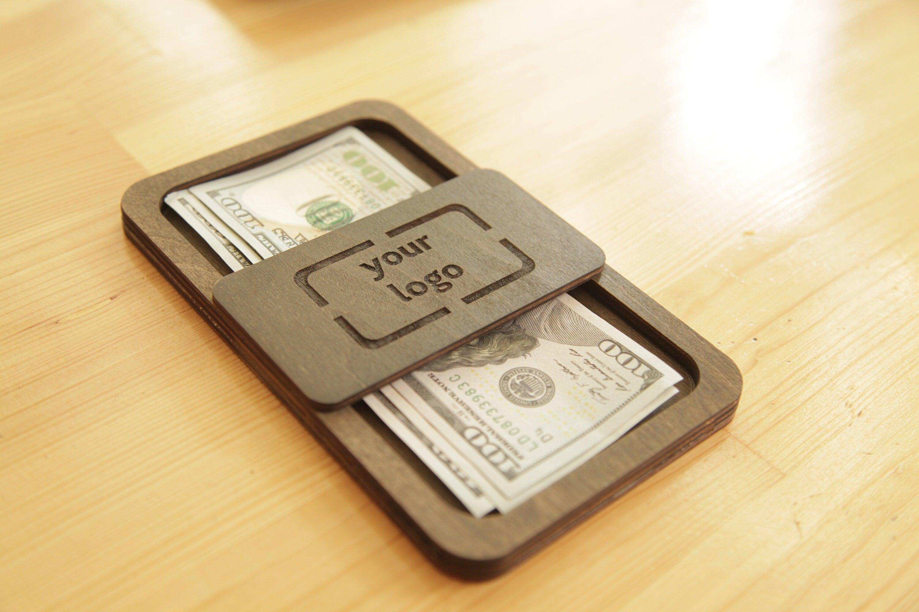 Custom Engraved Wooden Check Holder