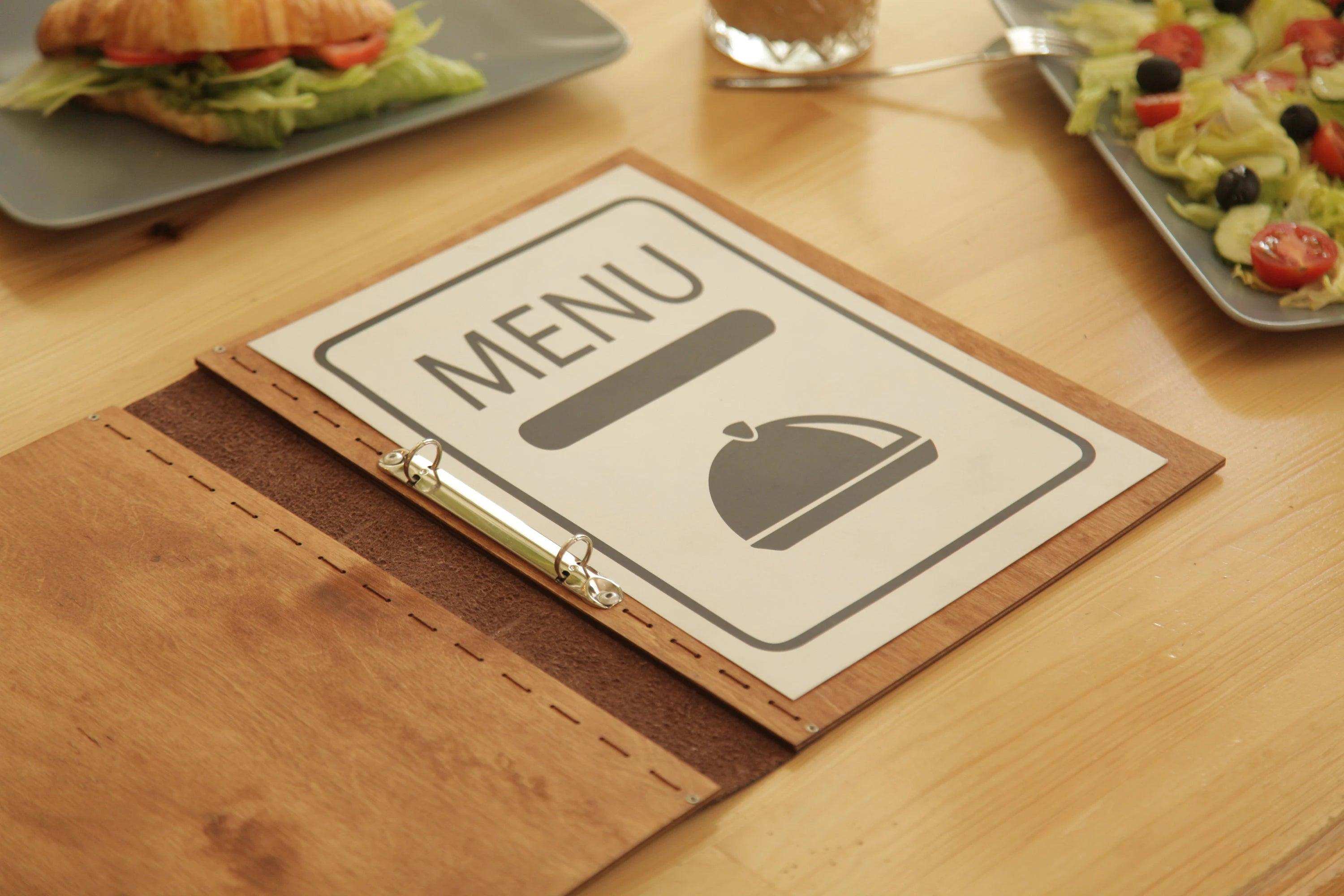 Engraved Menu Cover with Free Engraving and Dark Finish