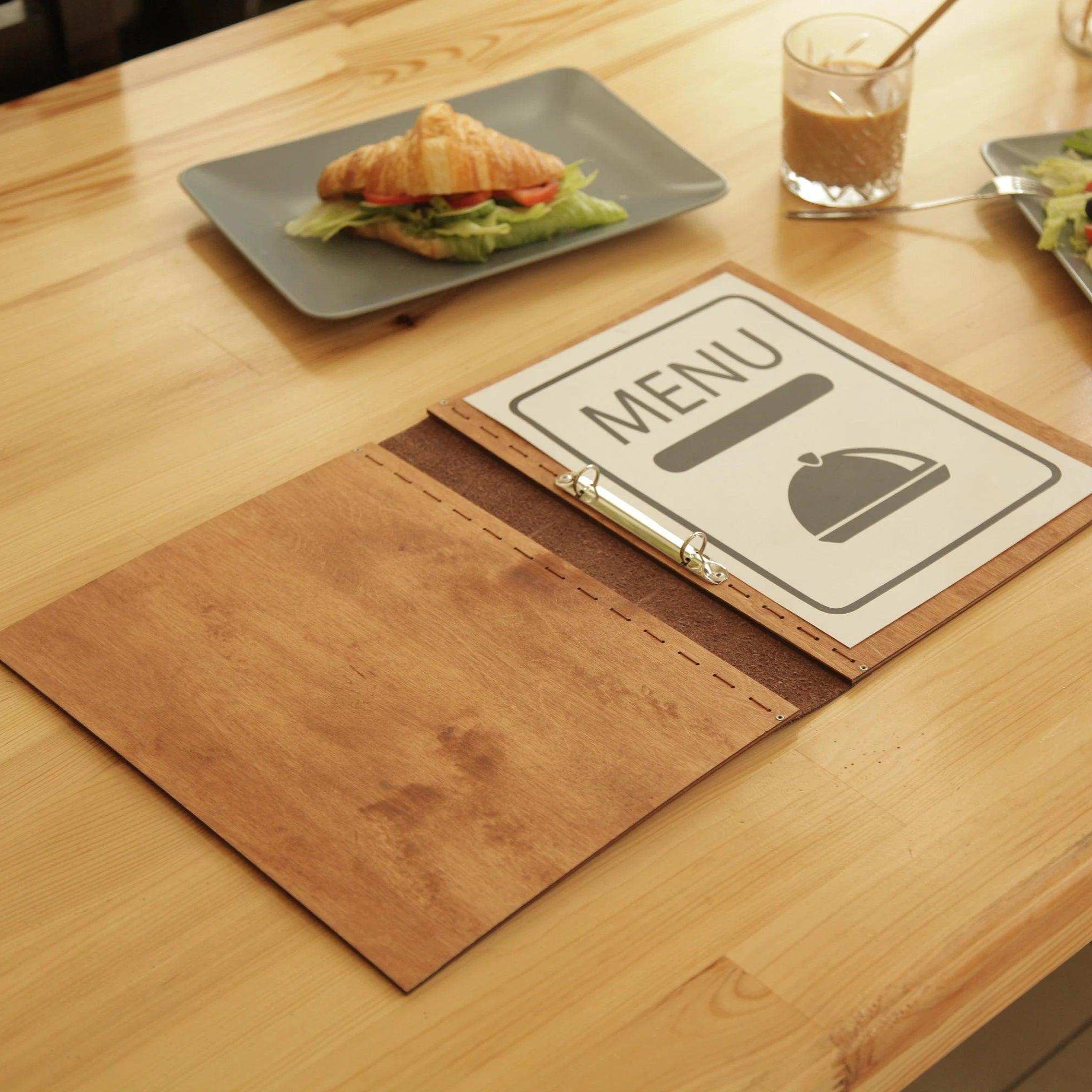 Engraved Menu Cover with Free Engraving and Dark Finish