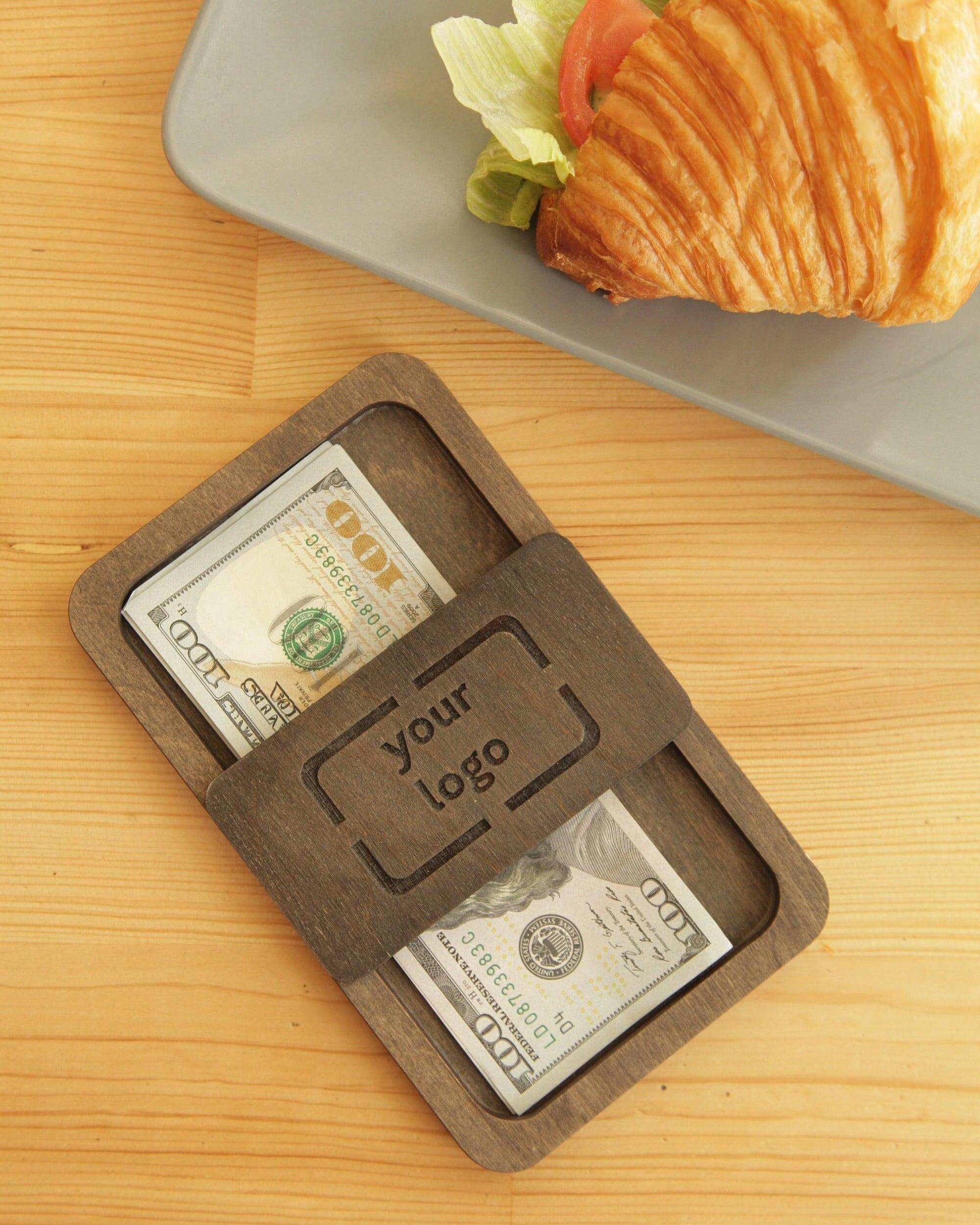 Custom Engraved Wooden Check Holder