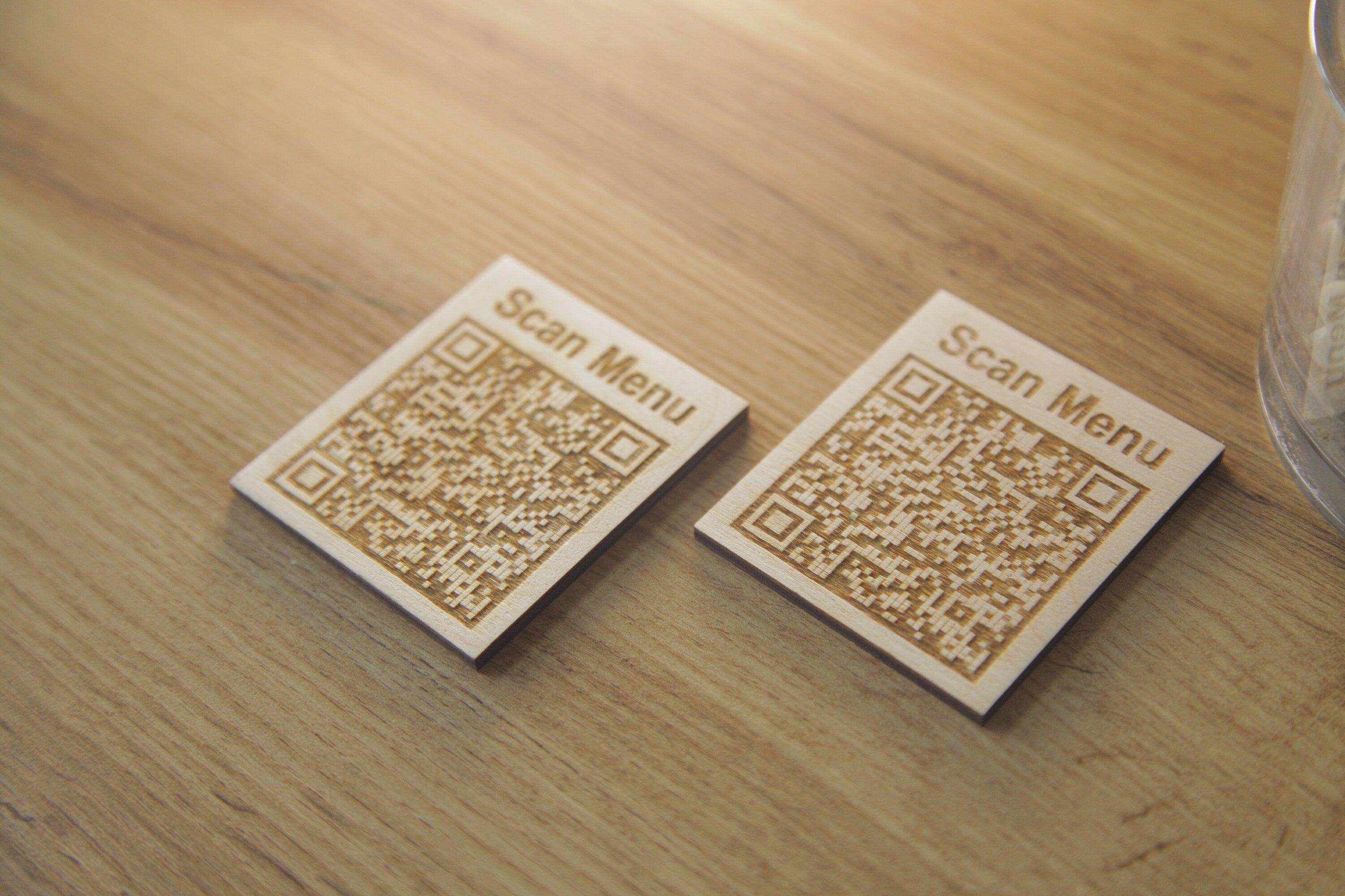 Elegant Wooden QR Code Menu Sign