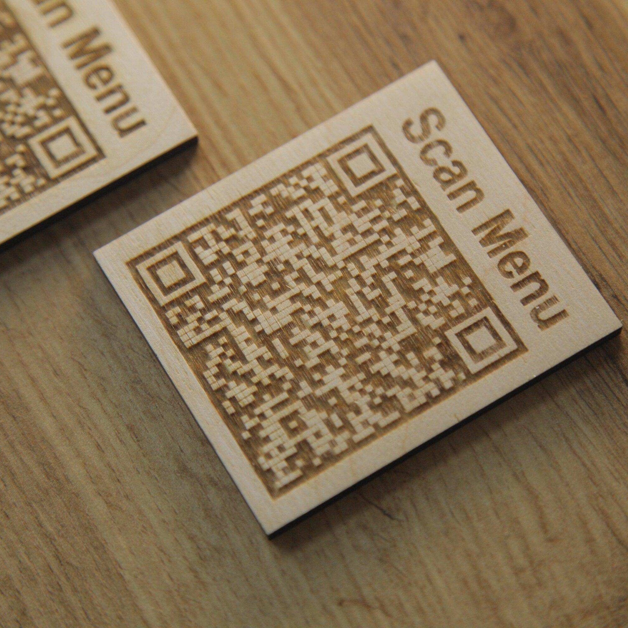Elegant Wooden QR Code Menu Sign