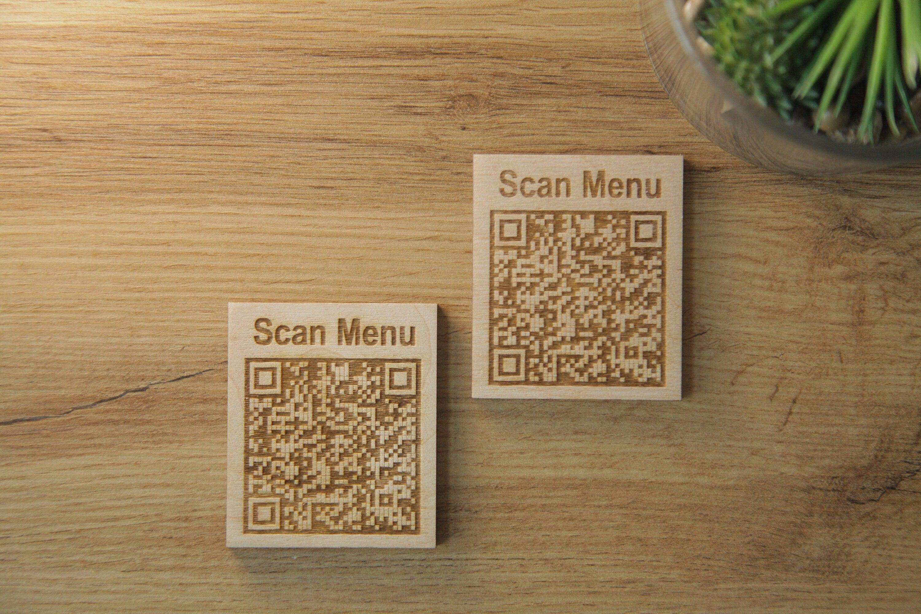 Elegant Wooden QR Code Menu Sign