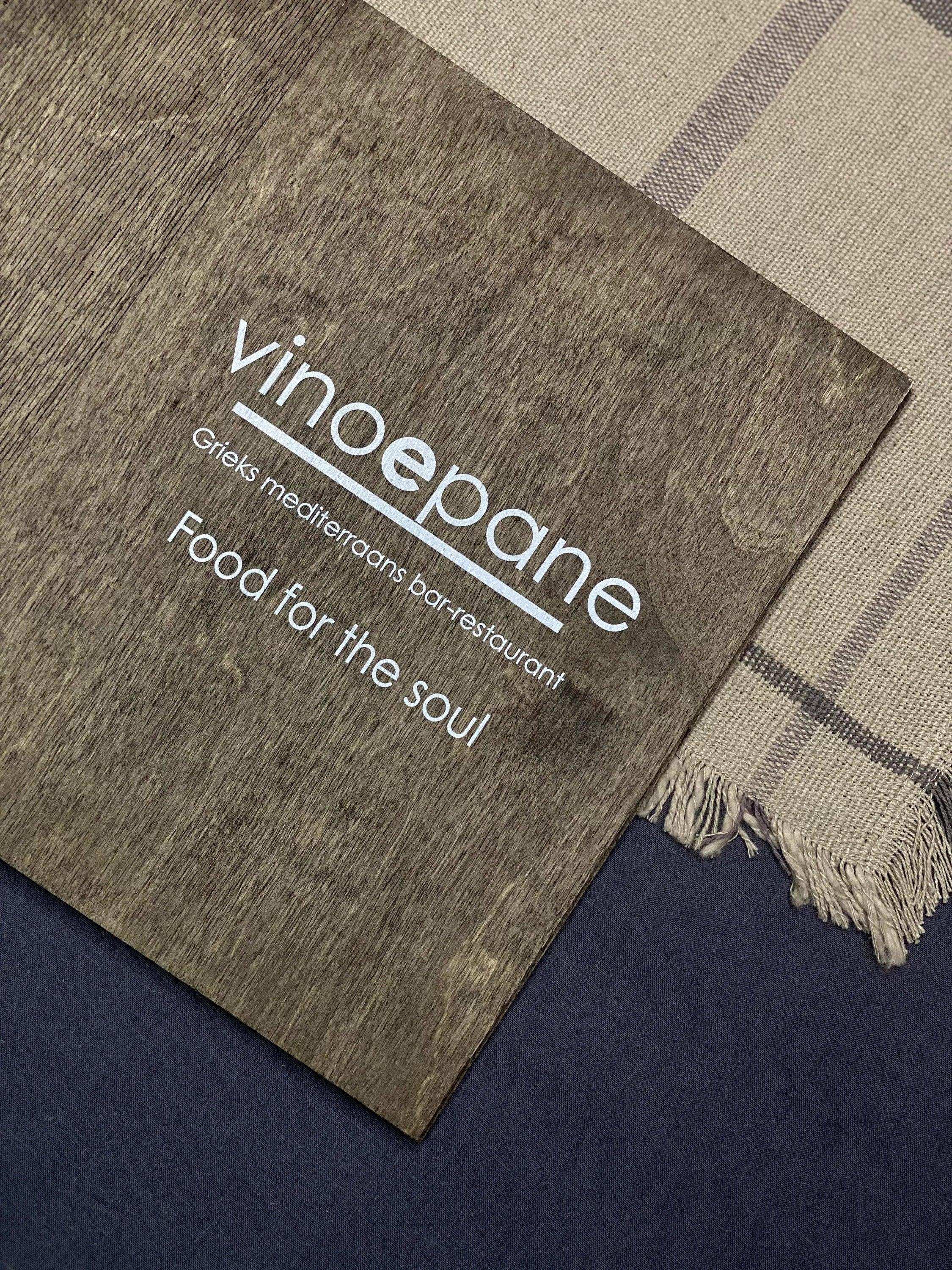 Wooden menu with colored logo or text, Restaurant Menu Cover