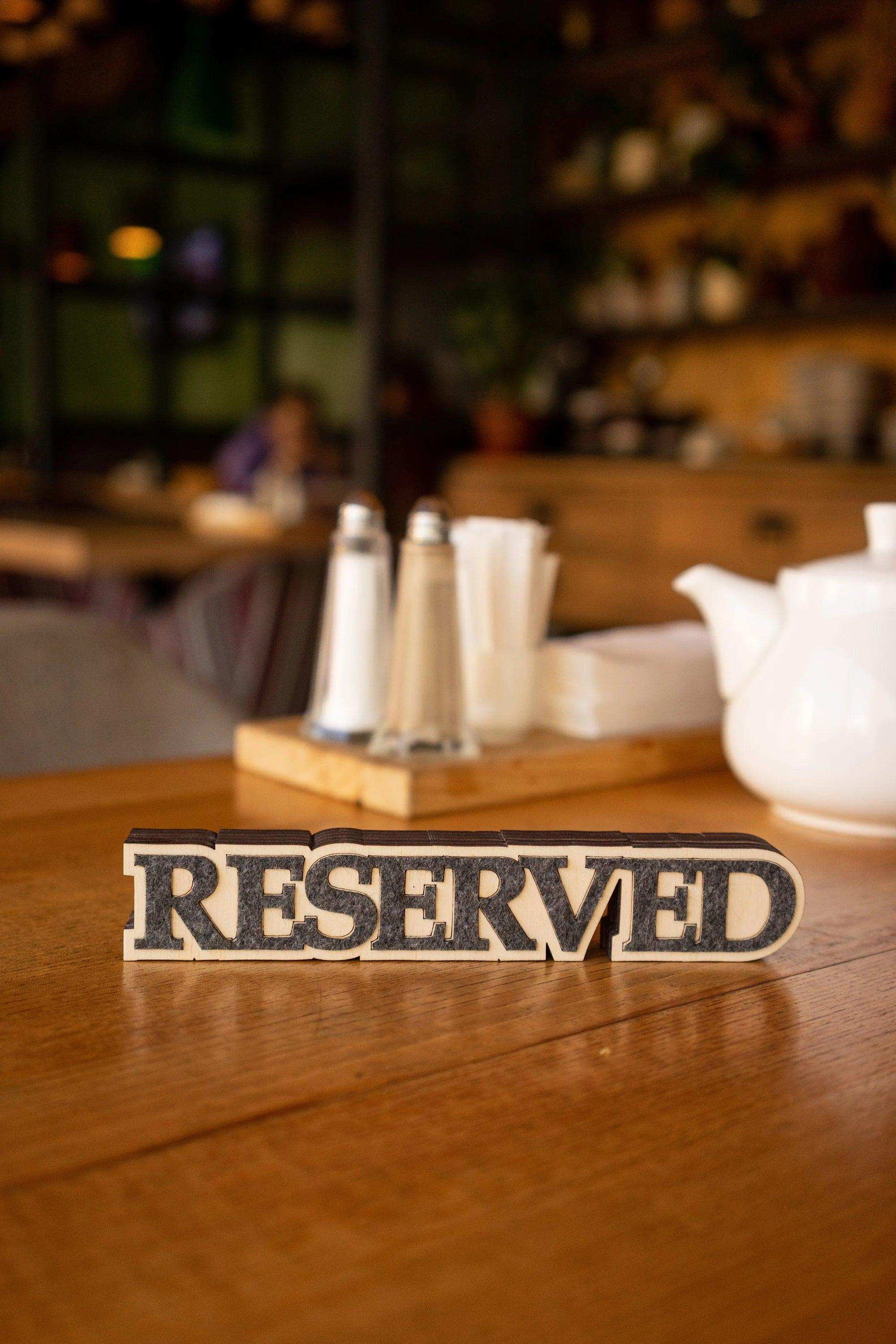 Custom Wooden Reserved Sign for Cafes and Hotels