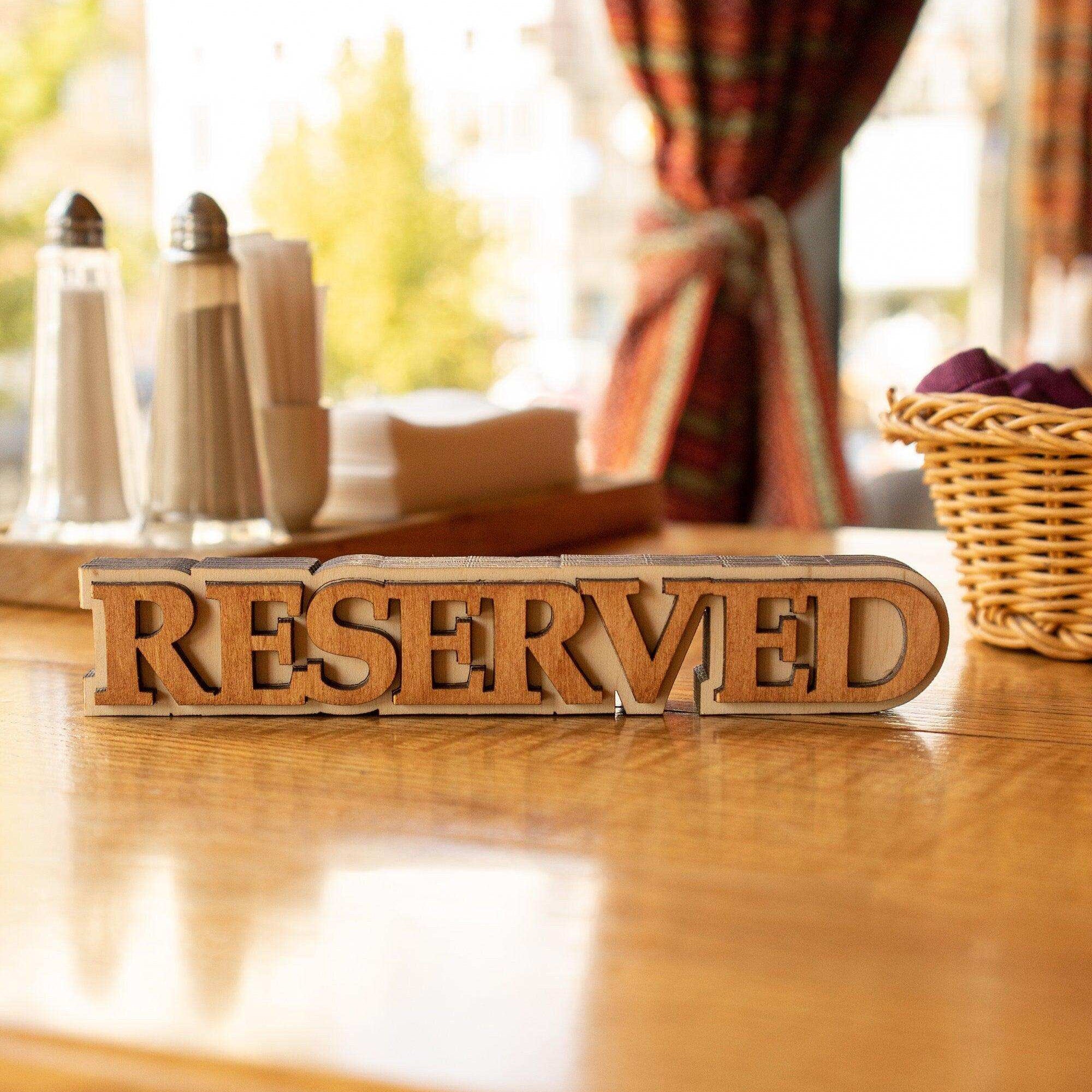 Dark Wood "Reserved" Sign with Large Font
