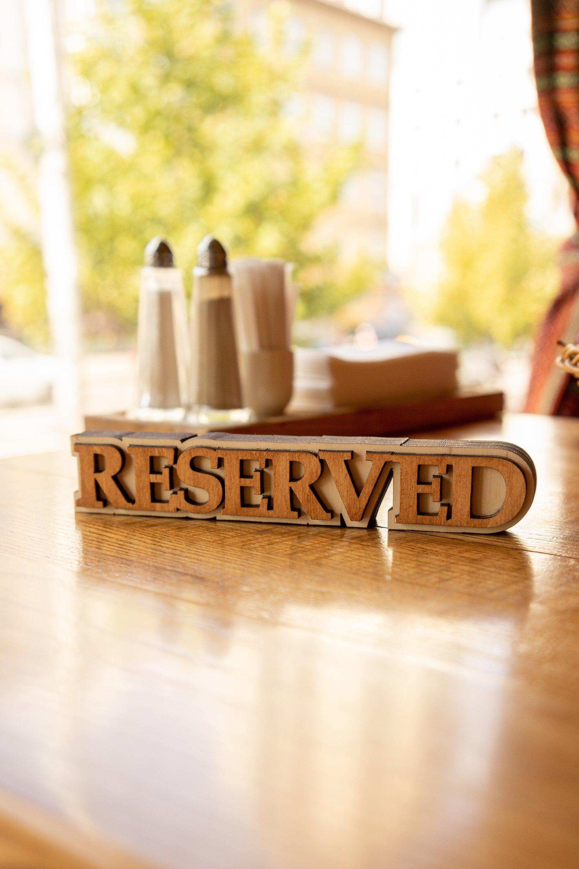 Dark Wood "Reserved" Sign with Large Font