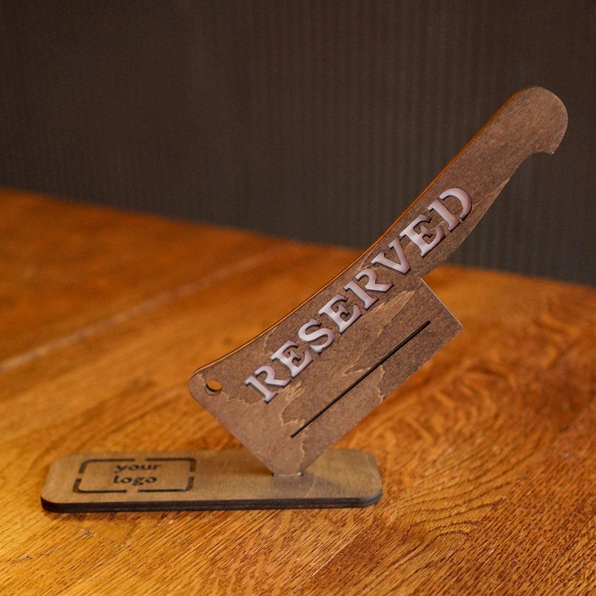 Unique Wooden Axe-Shaped Reserved Table Sign