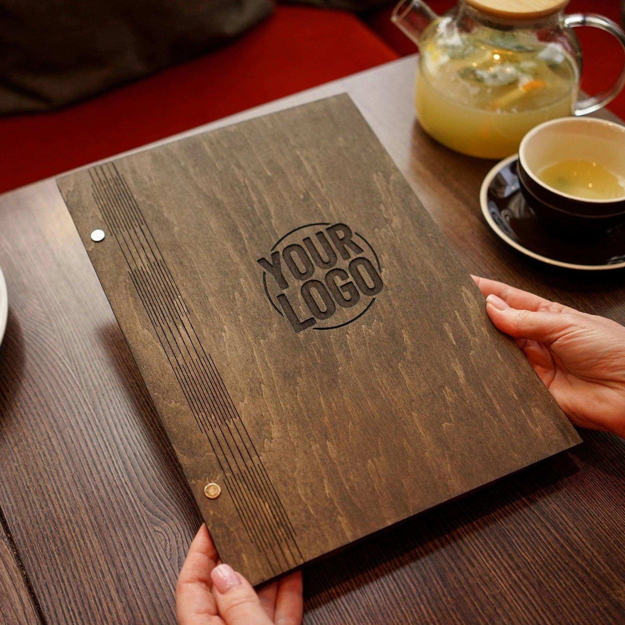 Engraved Wooden Menu Holder with Custom Options for Restaurants