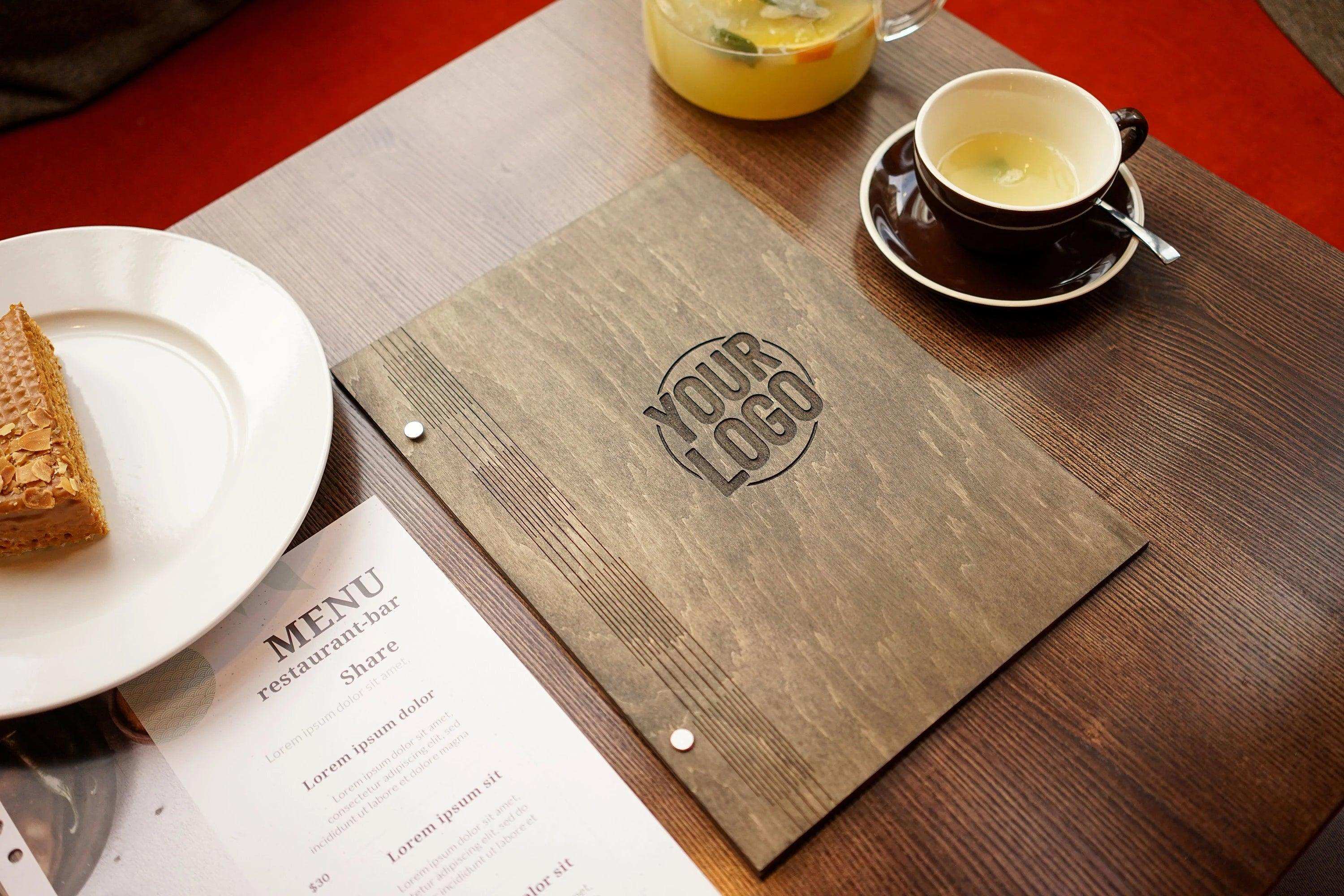 Engraved Wooden Menu Holder with Custom Options for Restaurants