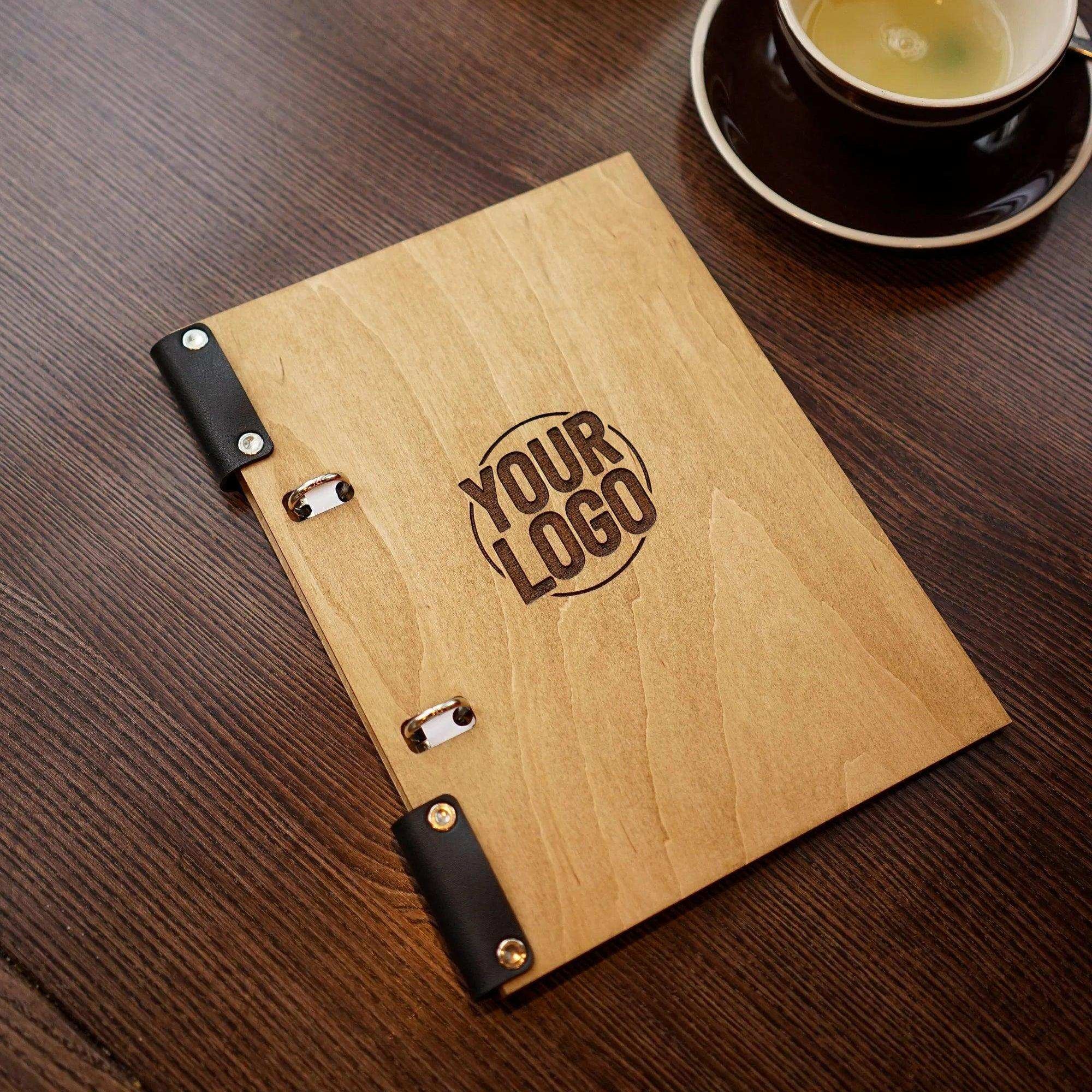 Custom Wooden Presentation Binder Menu for Restaurants