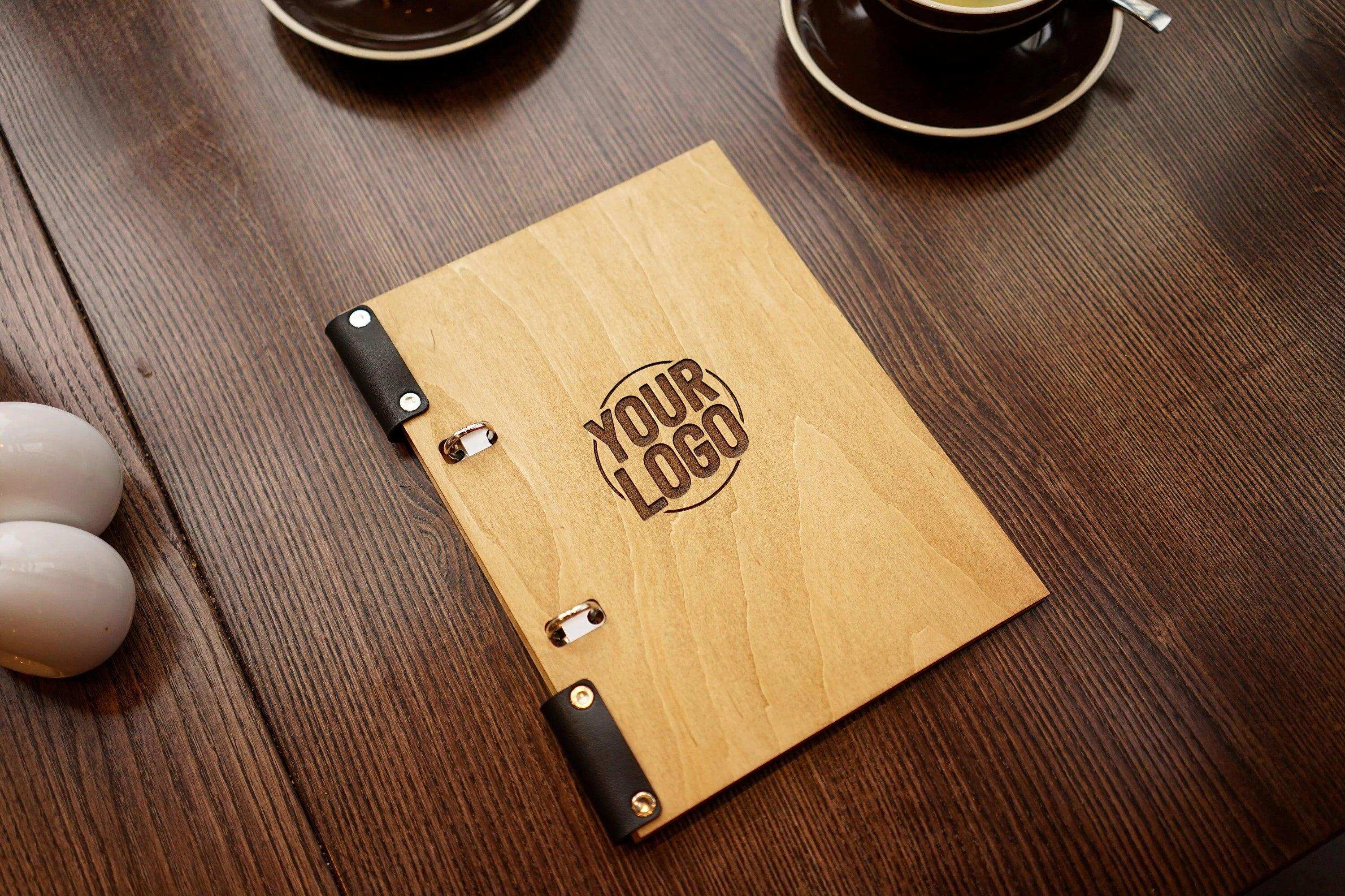 Custom Wooden Presentation Binder Menu for Restaurants