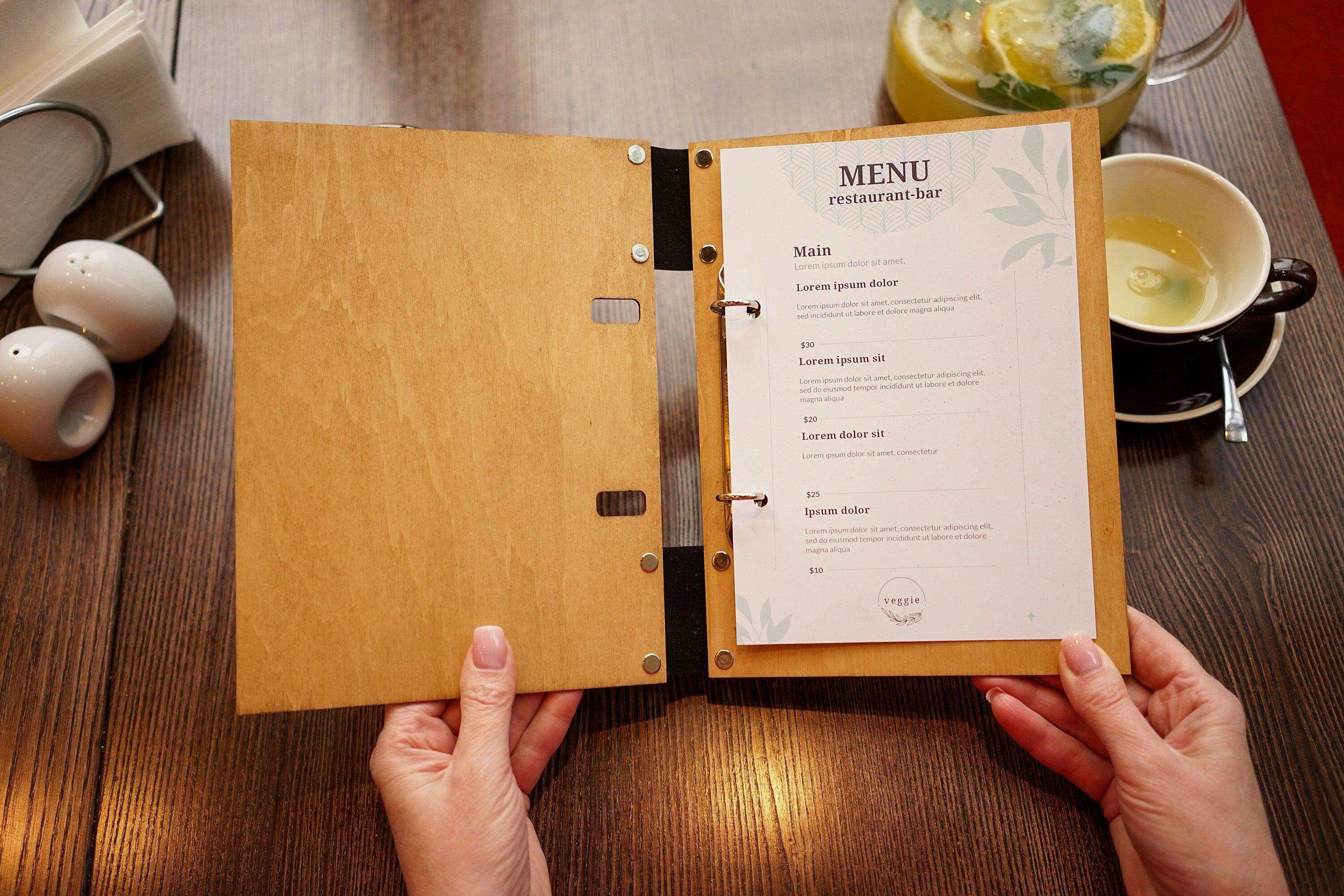 Personalized Menu Cover and Guest Book with Custom Clip