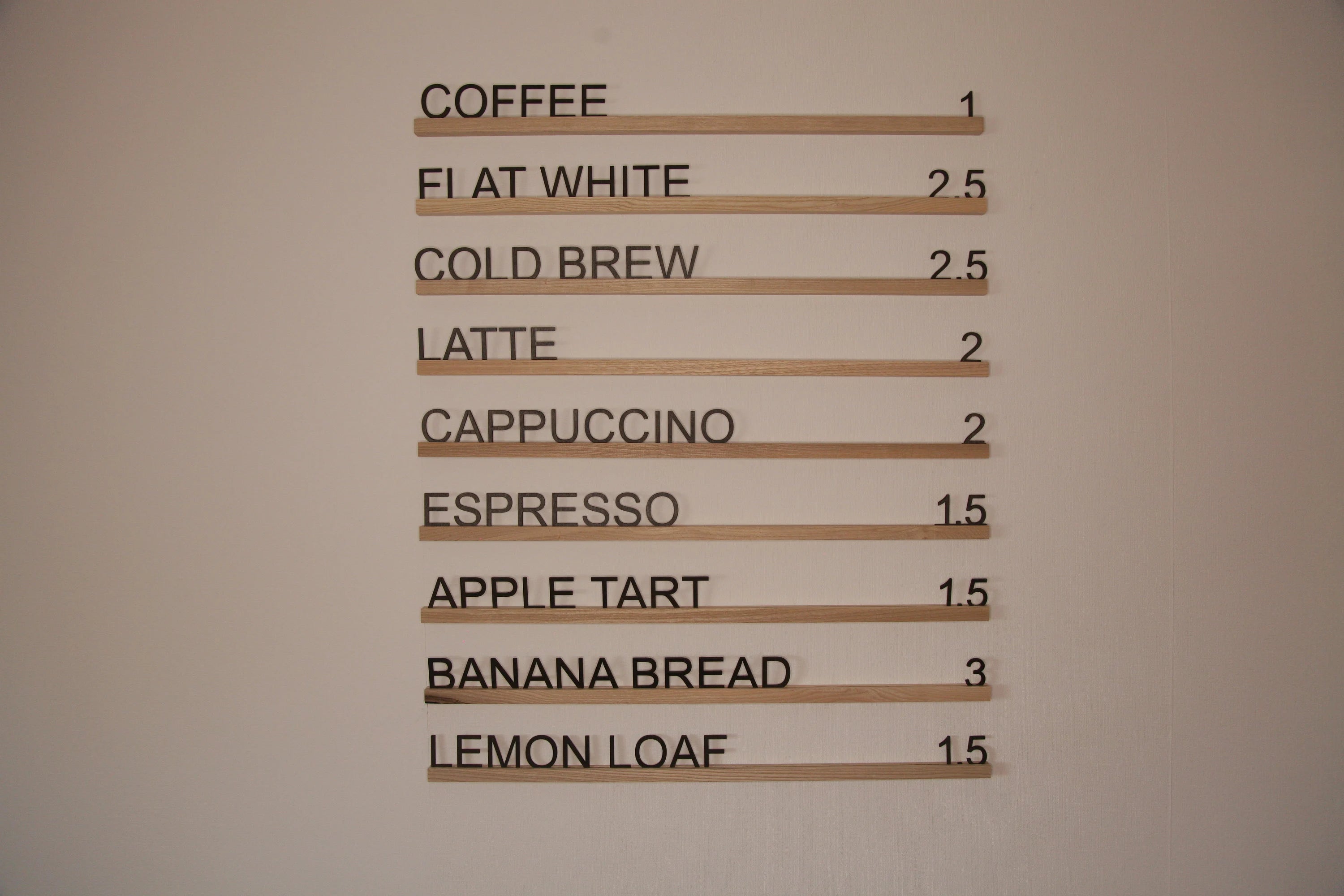 Wall mounted menu rails for cafes and barbershops (eco-friendly wood, free customization)