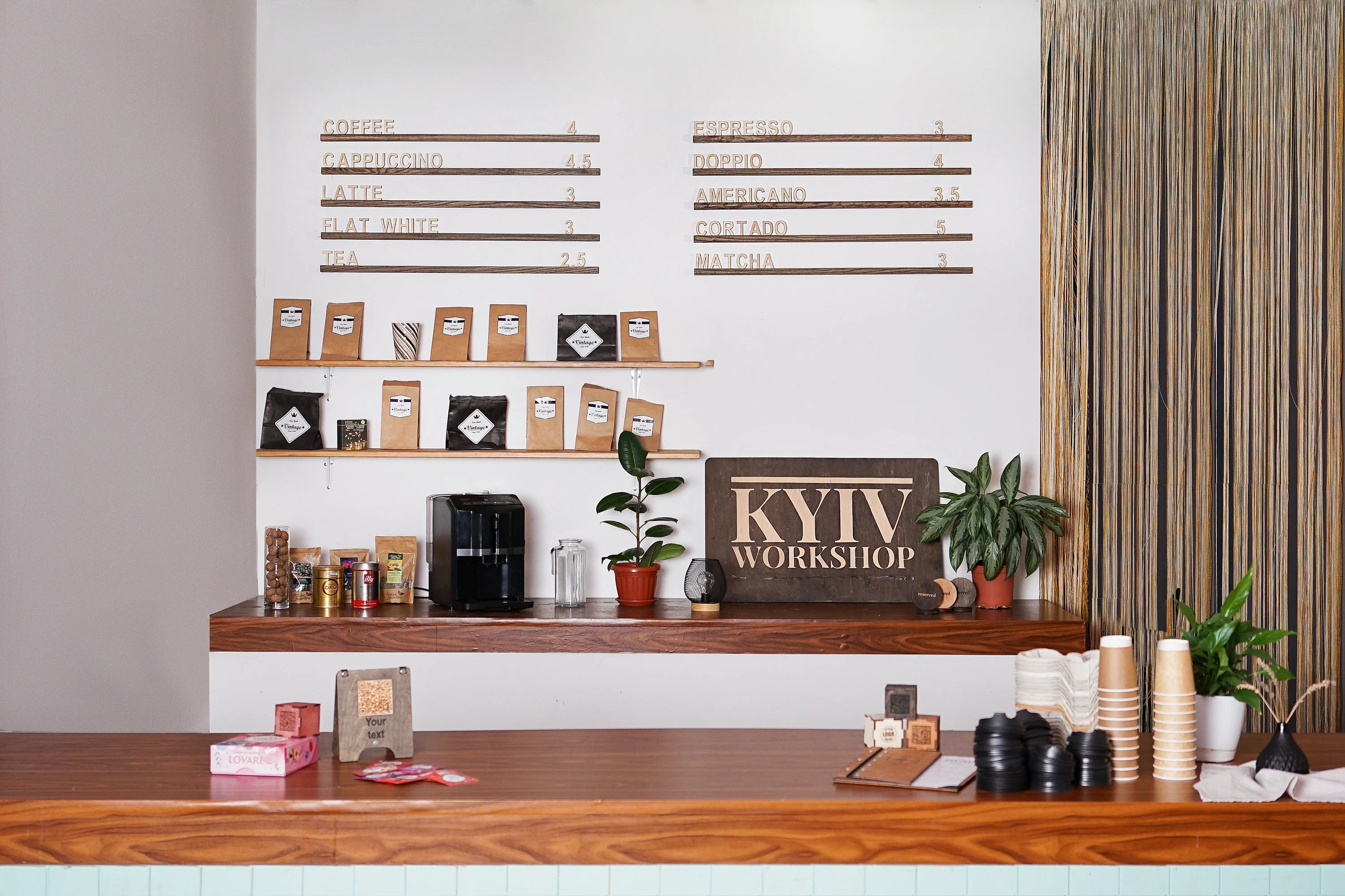 Wooden wall menu board for coffee shops (free customization)